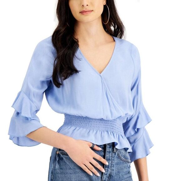 Just Polly Tops - Just Polly Juniors' Smocked-Waist Top